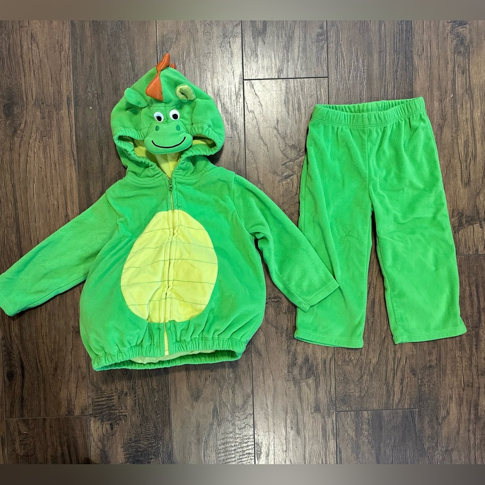 Carter's Green Lizard Dinosaur Costume Set Puffy Sweater Hood